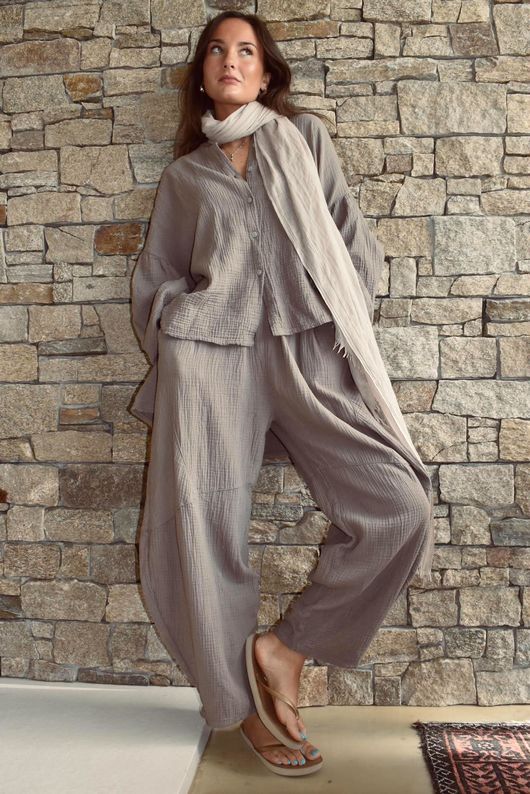 Hush Pillow Cotton Nero Boyfriend Shirt Earth